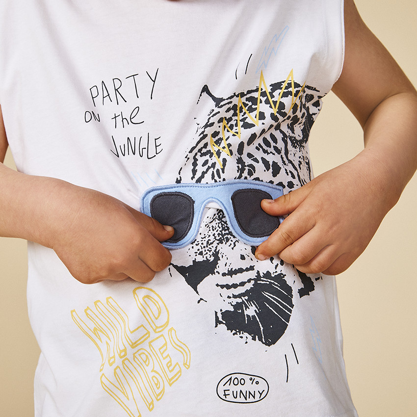 Débardeur printé avec flap 3D lunettes pour garçon 