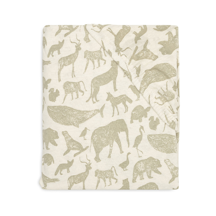 Drap housse en jersey pour berceau Animals olive green 