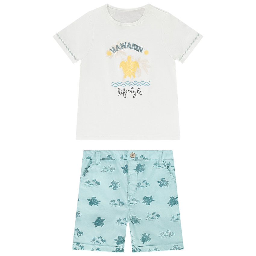 Set van 2 stukken in jersey print Hawaii voor baby jongen 