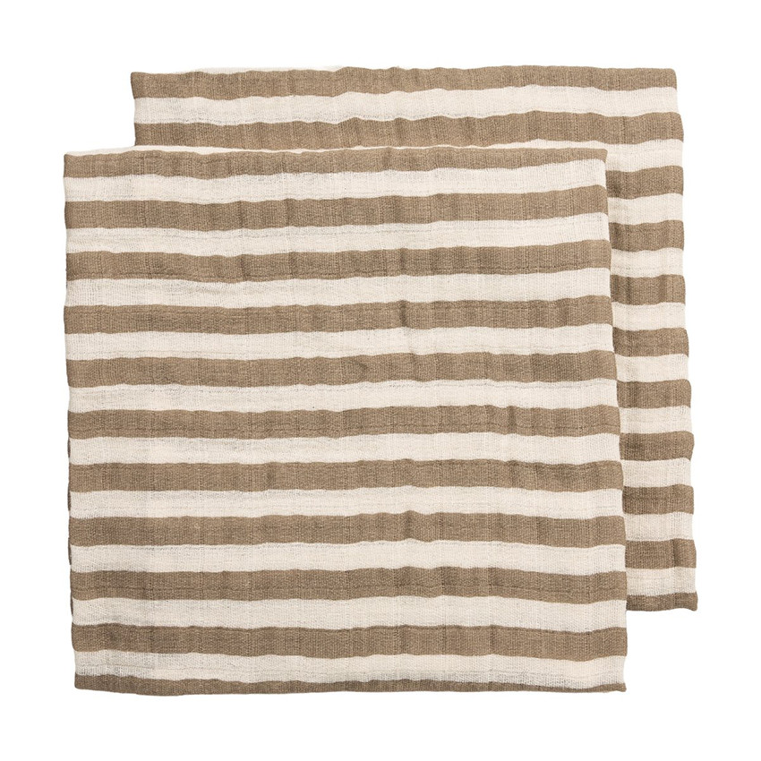 Pack de 2 muselines rayées taupe 
