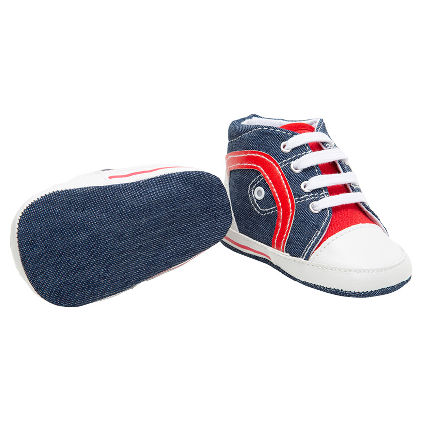 Baskets souples en toile effet jeans avec empiècements contrastés 