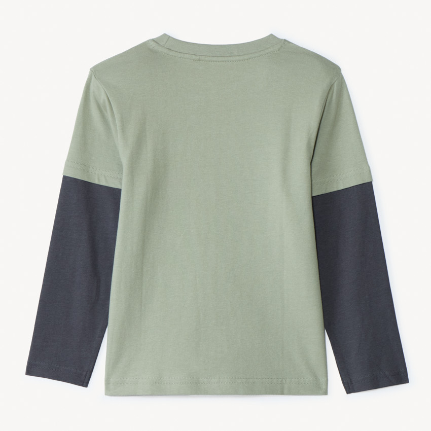 T-shirt manches longues effet 2 en 1 printé ski pour garçon 