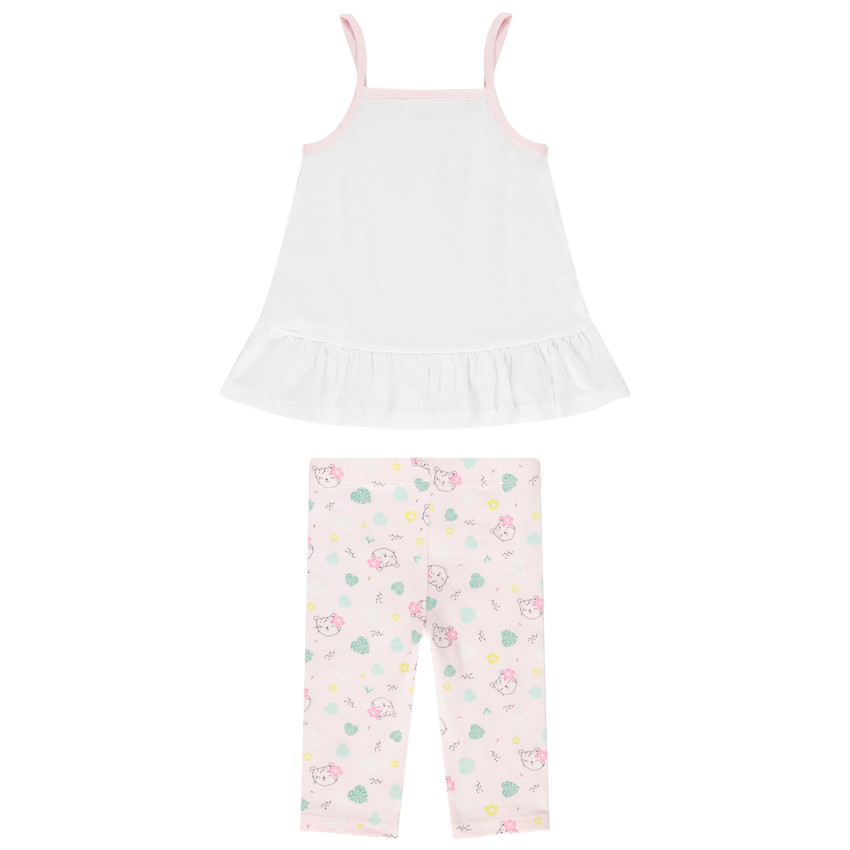 Set van 2 stuks Tanktop + bedrukte corsaire voor baby meisje 