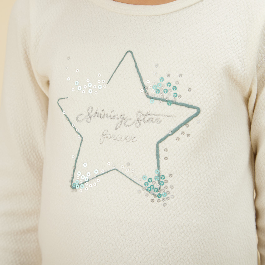 Robe bi-matière broderie étoile pour fille 
