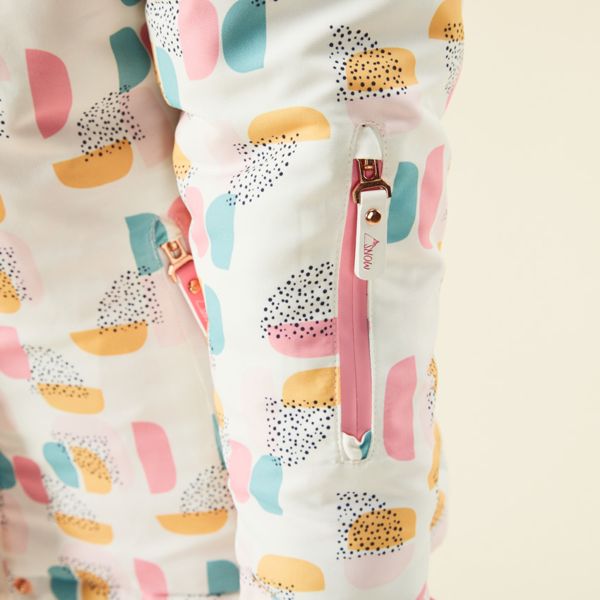 Blouson de ski à capuche amovible et imprimé graphique pour fille 