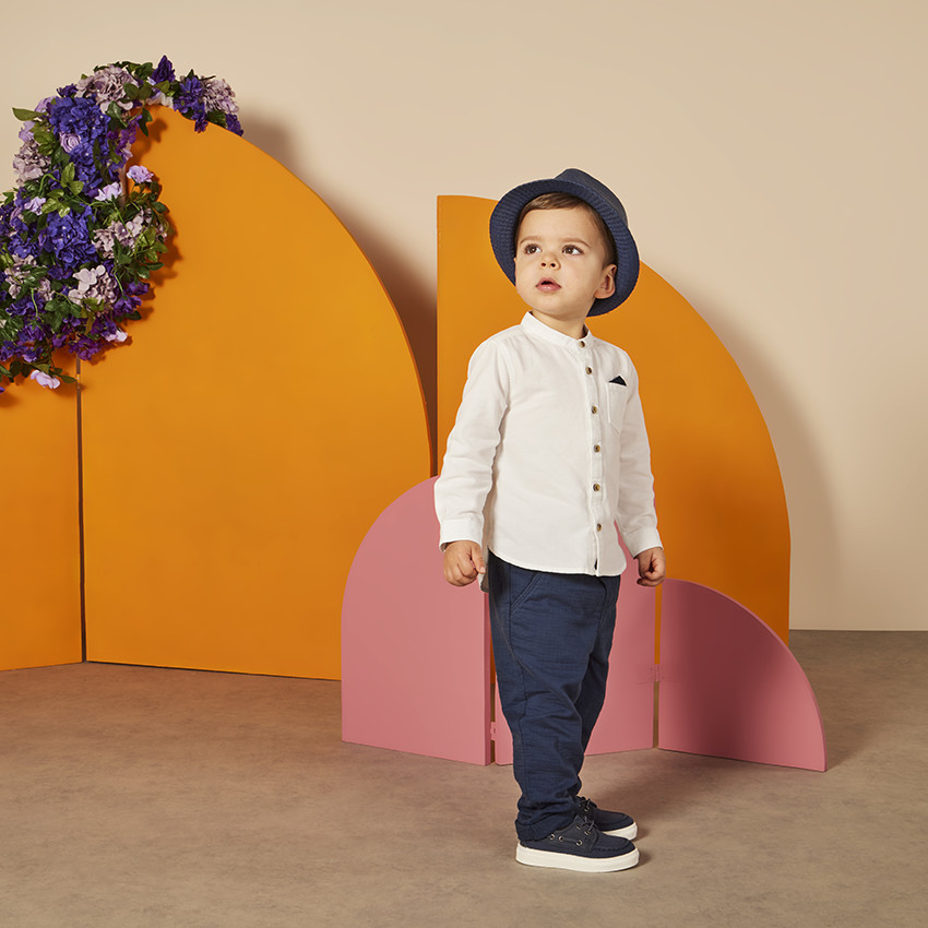 Pantalon uni en toile pour bébé garçon 