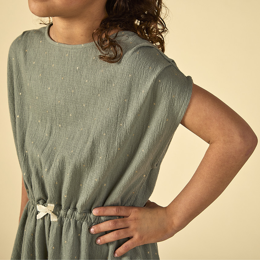 Robe manches courtes imprimée effet froissé pour fille 