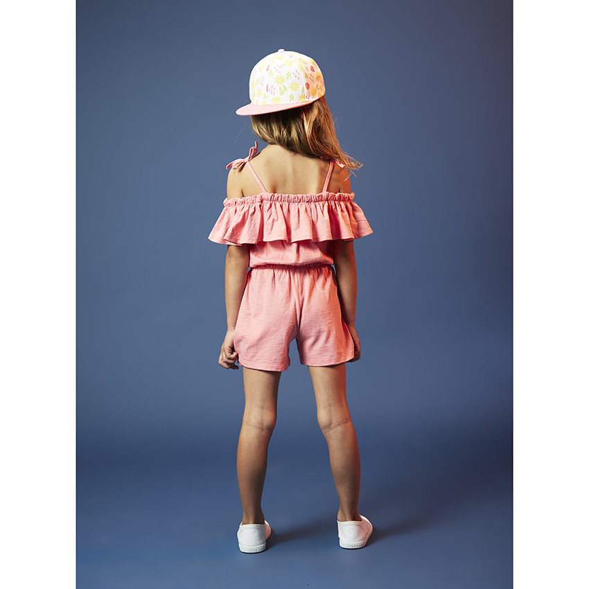 Korte jumpsuit met volant en bretellen meisjes 