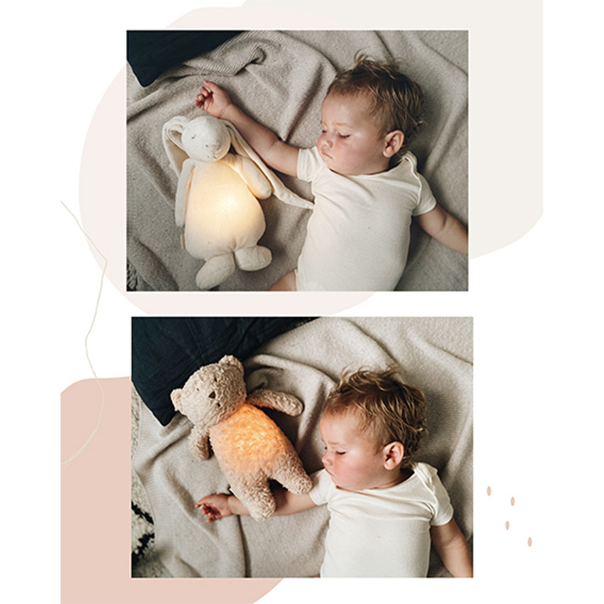Veilleuse peluche Son & Lumière Lapin Nature Bio Cappuccino   