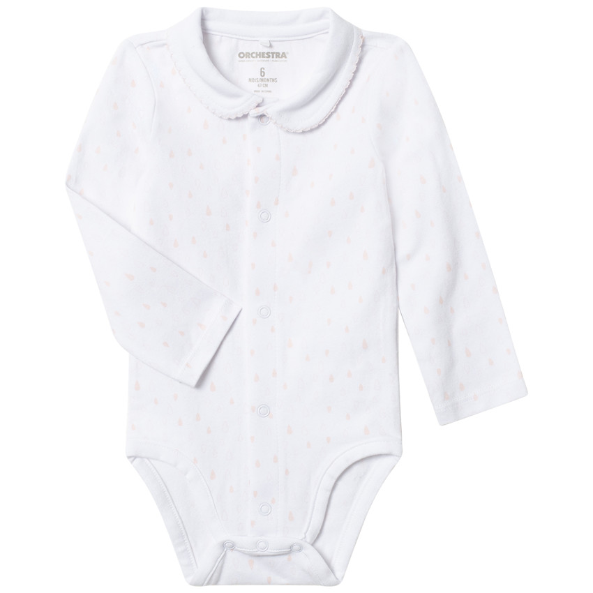 Body manches longues en coton à pois roses all-over 