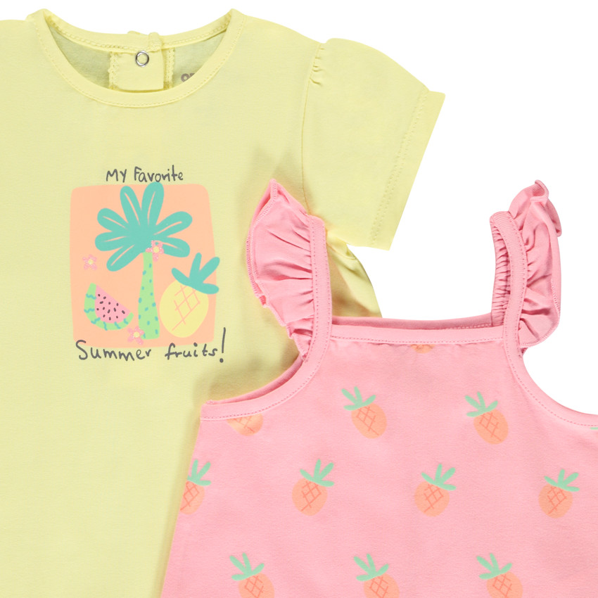 Lot de 4 combinaisons courtes fantaisies pour bébé fille  