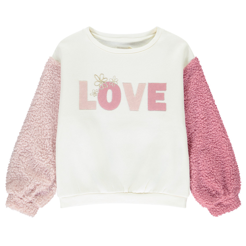 Sweat molleton oversize à manches bouclettes pour fille 
