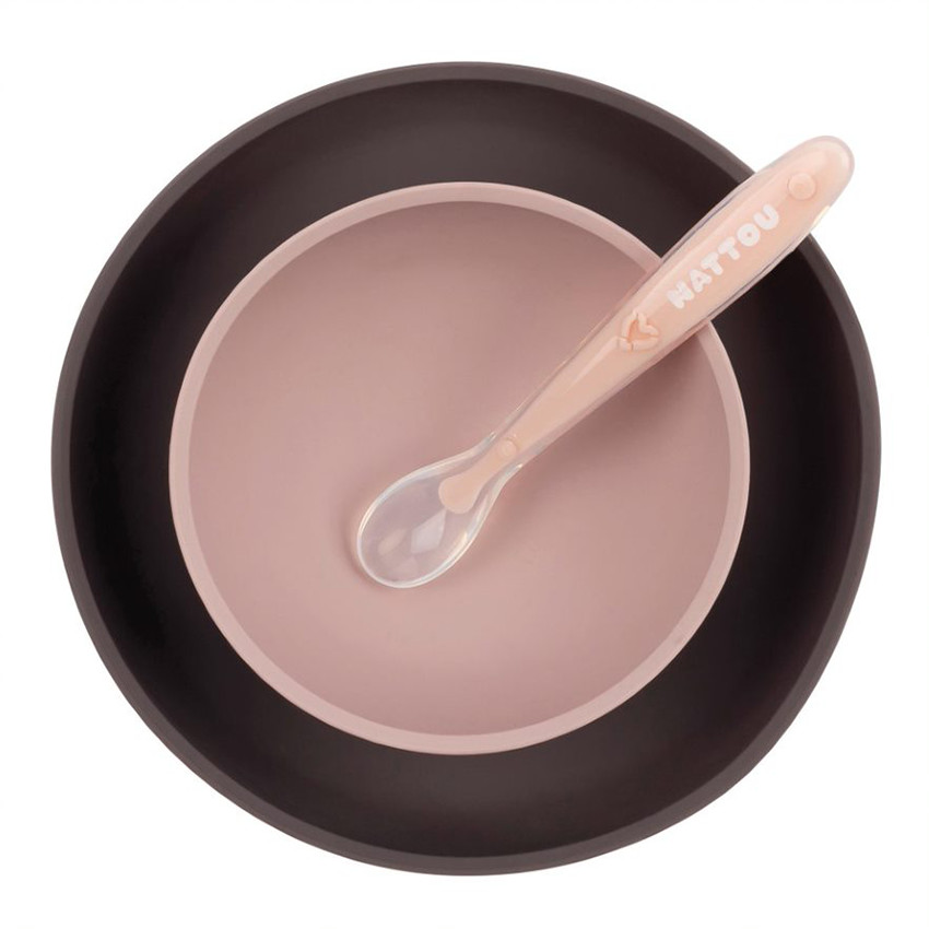 Set repas 3 pièces en silicone - Rose 