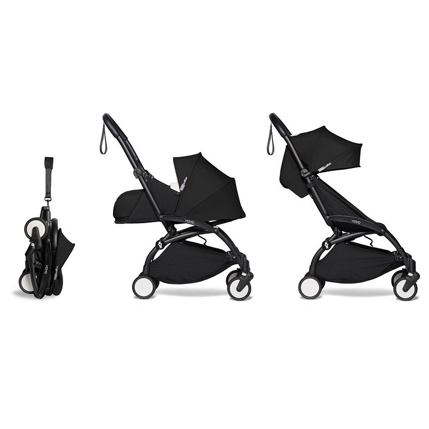 Volledige kinderwagen YOYO² nieuwe 0+ en 6+ pack zwart onderstel - Zwart 