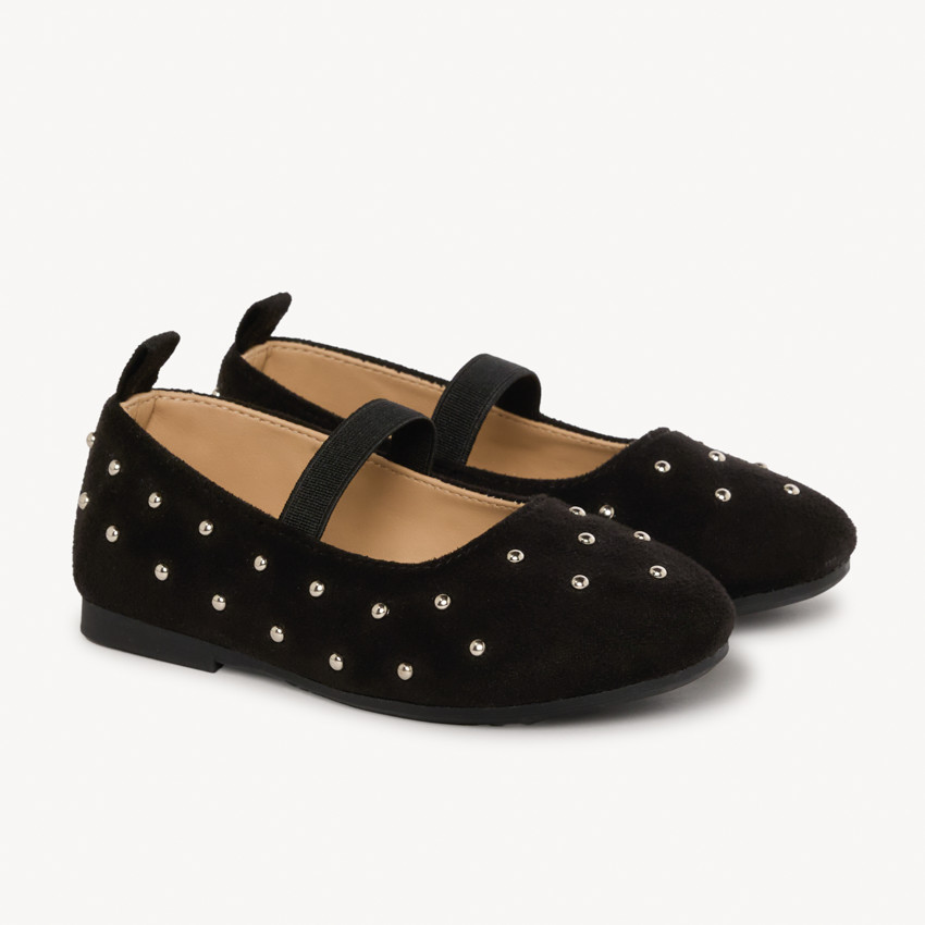 Babies zwarte met elastische en klinknagels zilveren voor meisjes 