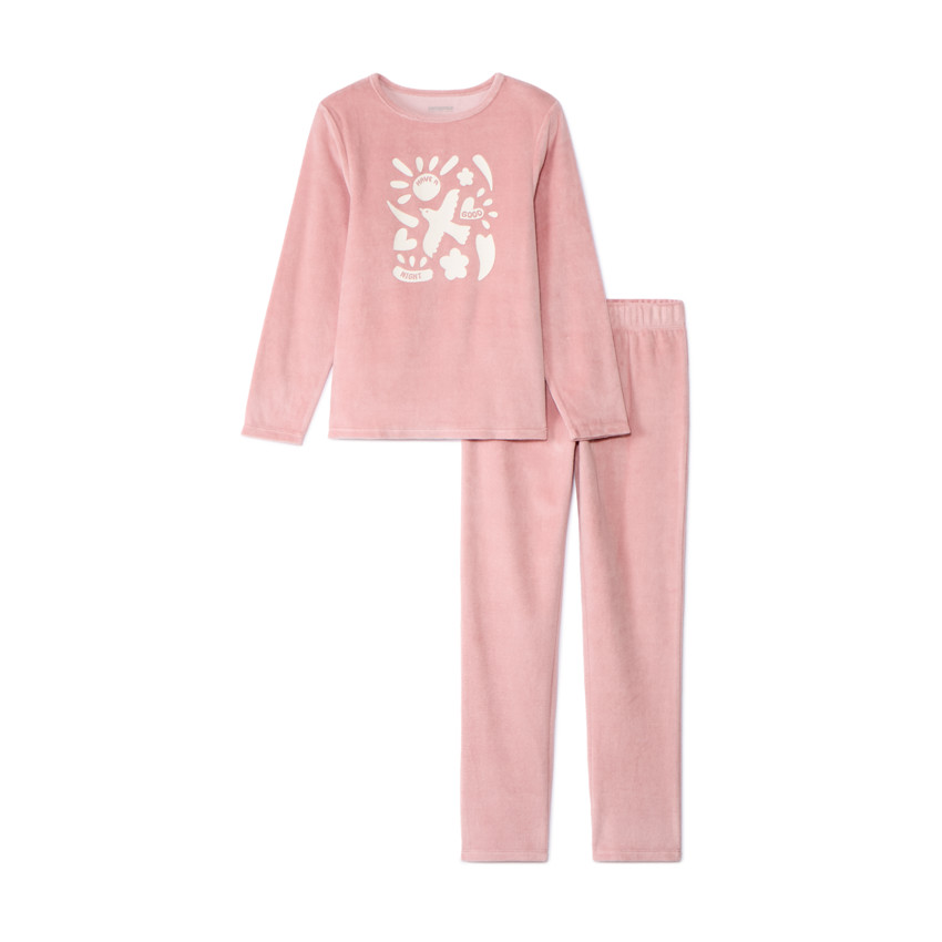 Set pyjama en velours printé uni pour fille Orchestra