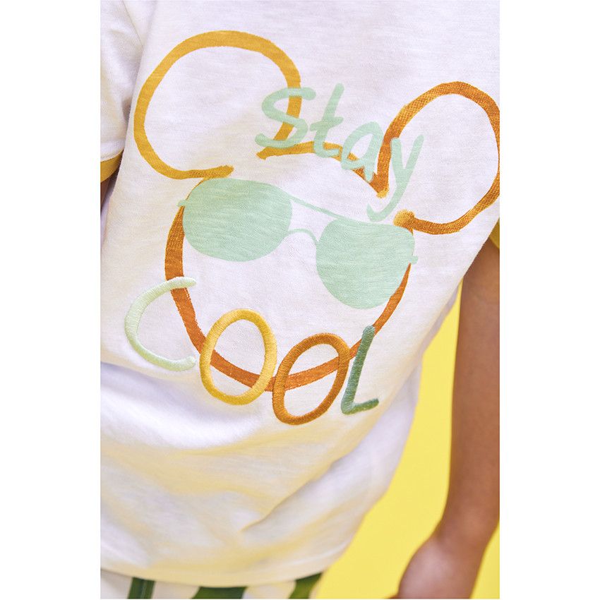 Korte mouwen Mickey Disney T-shirt met print en borduursel voor jongens 