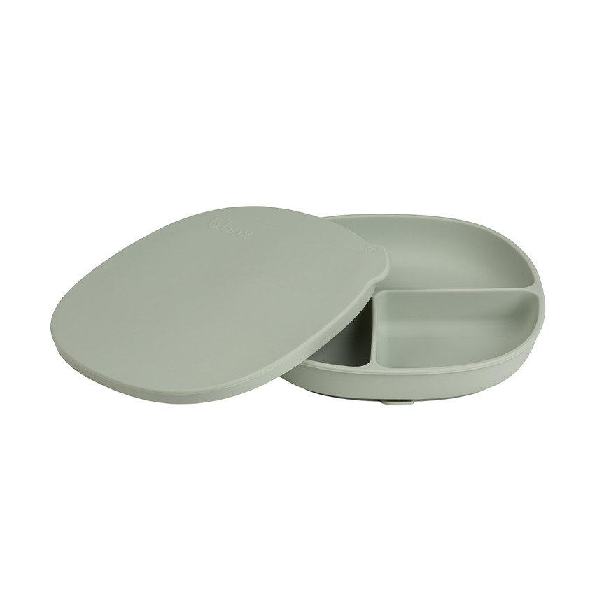 Siliconen bord met zuignap en Deksel Sage 