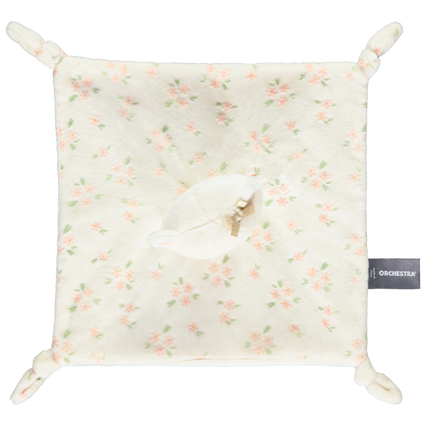 Doudou plat fantaisie chat avec nouettes pour bébé fille 