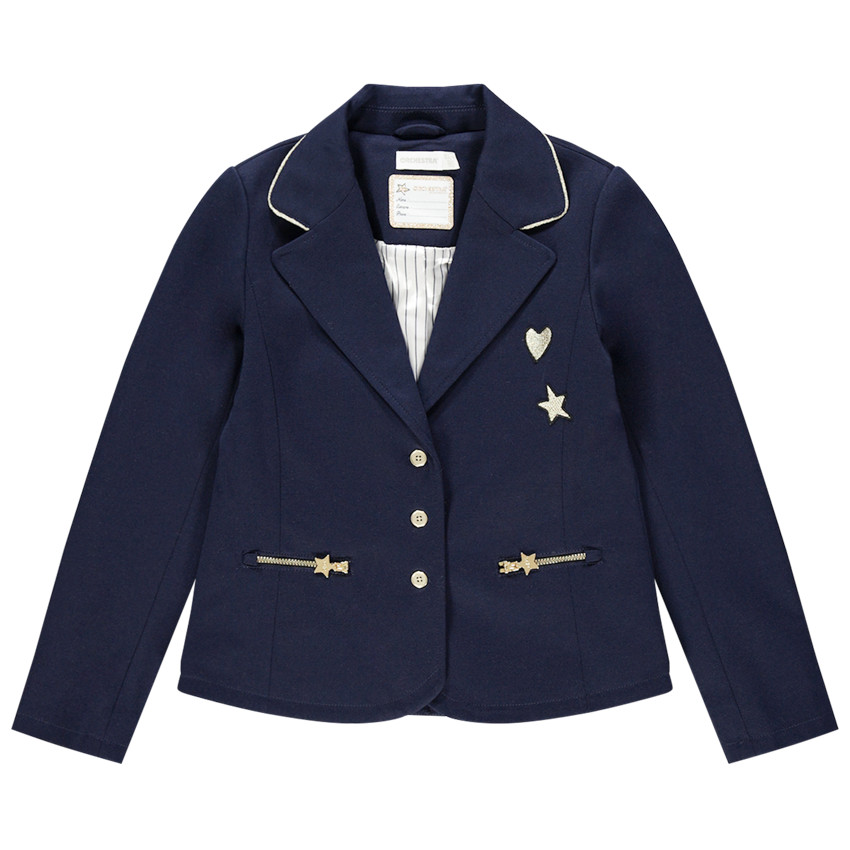 Blazer en molleton à motifs brodés et poches zippées 