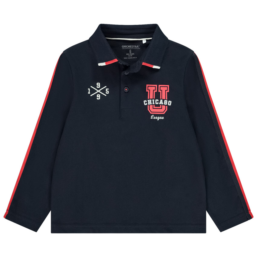 Poloshirt met lange mouwen voor jongens met fantasie 
