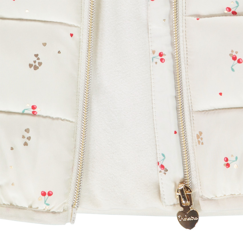 Doudoune sans manche matelassée imprimé cerises pour bébé fille 