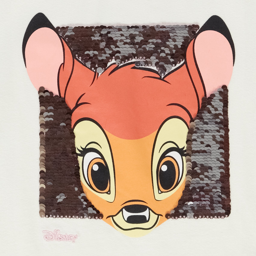 T-shirt manches longues Bambi Disney en sequins magiques pour fille 