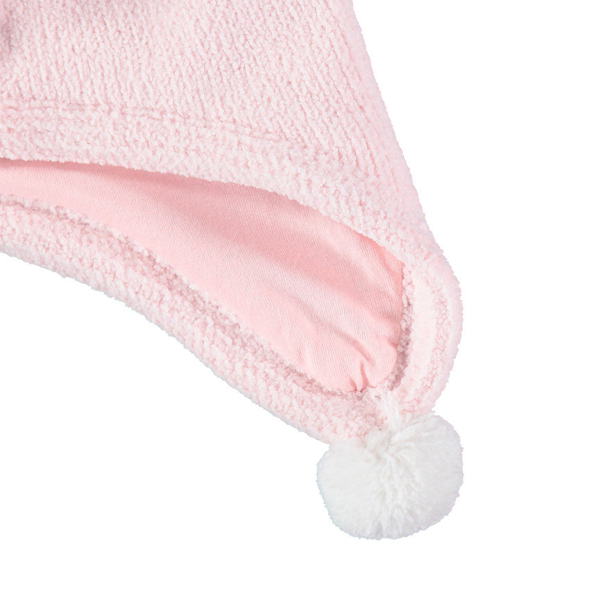 Bonnet à oreilles de lapin et pompons doublé jersey 