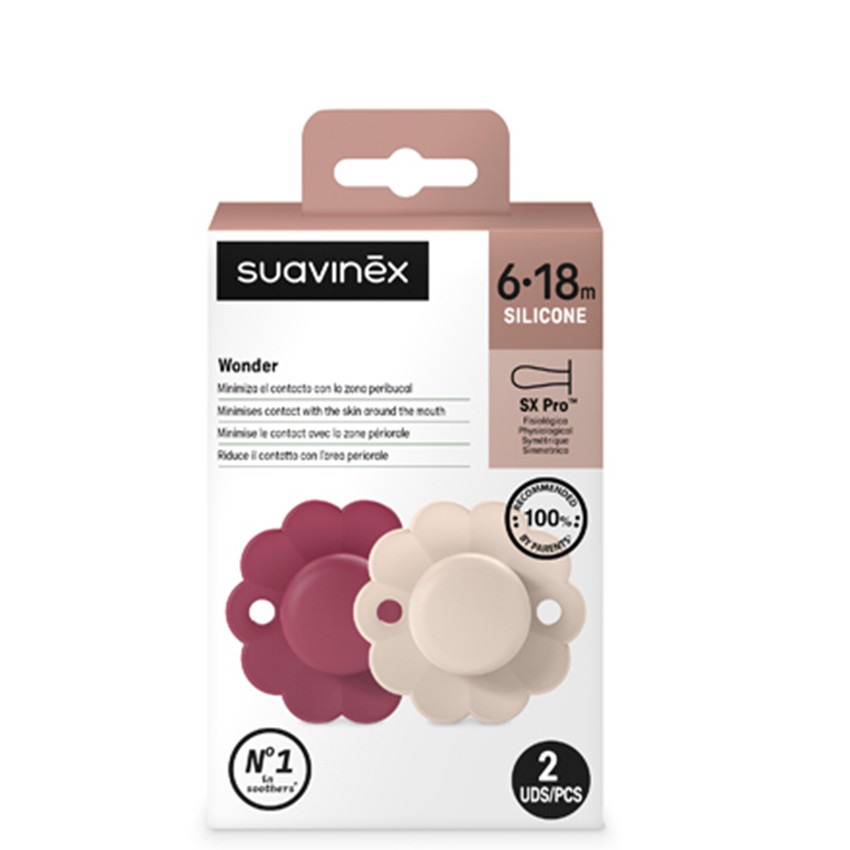 Fopspeen Wonder siliconen Magenta/Chalk 6/18M 2stuks 