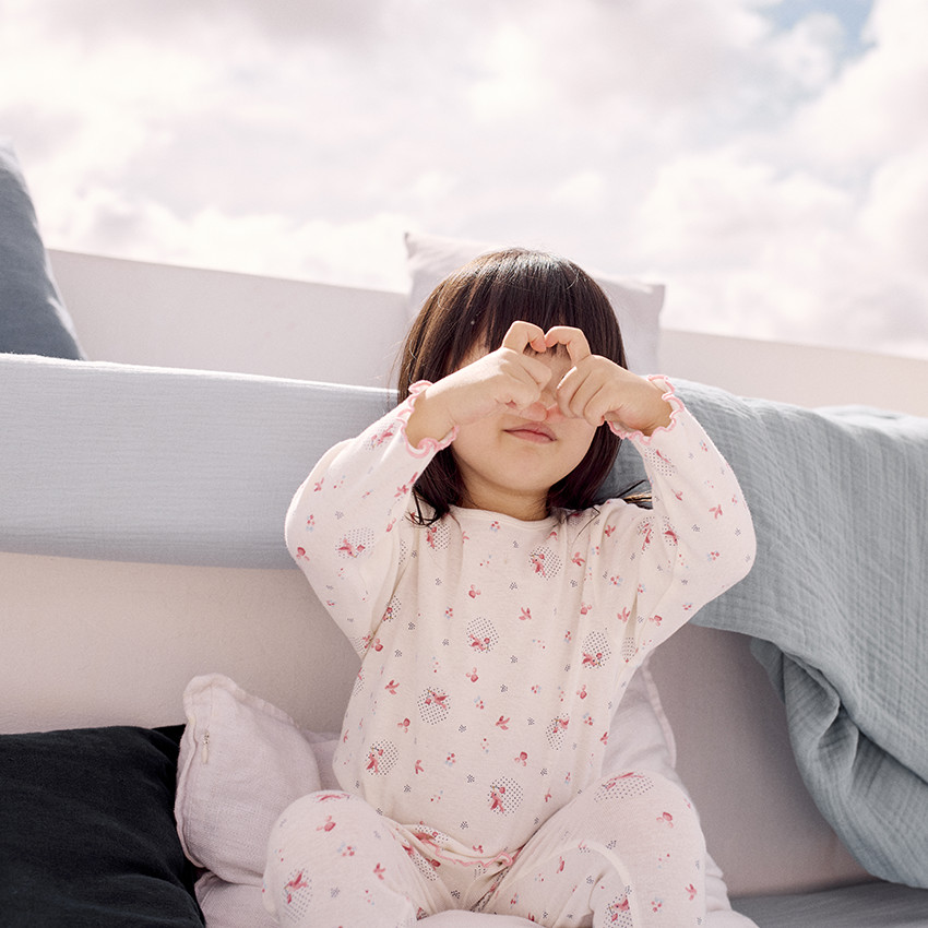Pyjama 2 pièces effet côtelé et imprimé oiseaux pour bébé fille 