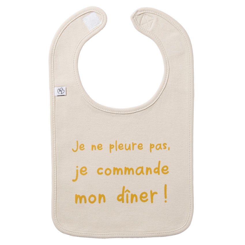 Bavoir "Je ne pleure pas..." - Sable 