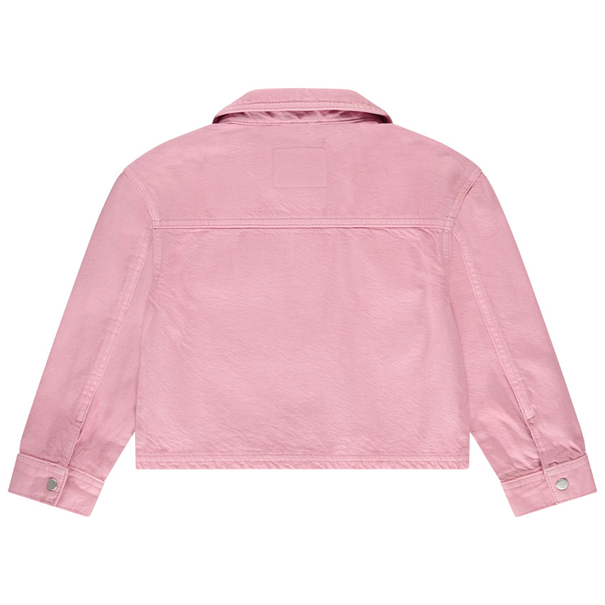 Jas van effen denim met hemdkraag en fantasie-nieten voor meisjes 