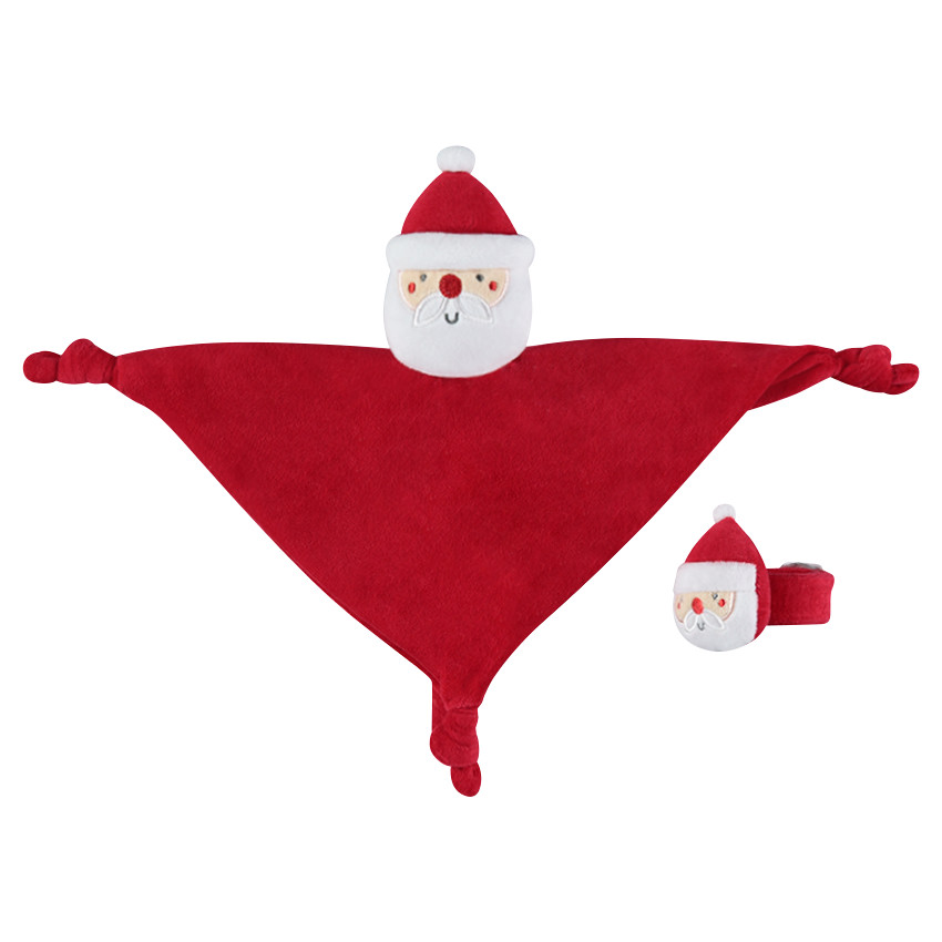 Doudou en velours avec hochet velours Père Noel 