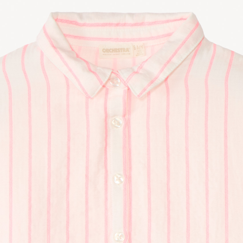 Korte mouwen gestreepte stoffen blouse meisjes 