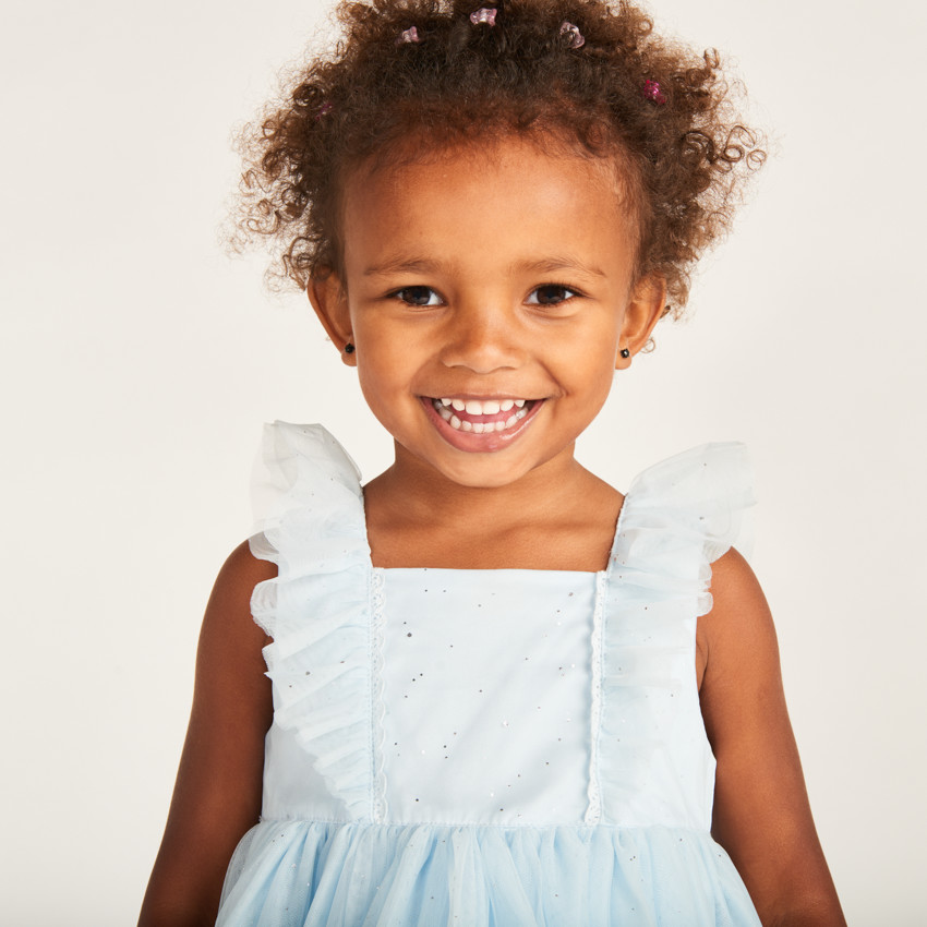 Glitterende tule jurk met vlindermouwen voor babymeisjes 