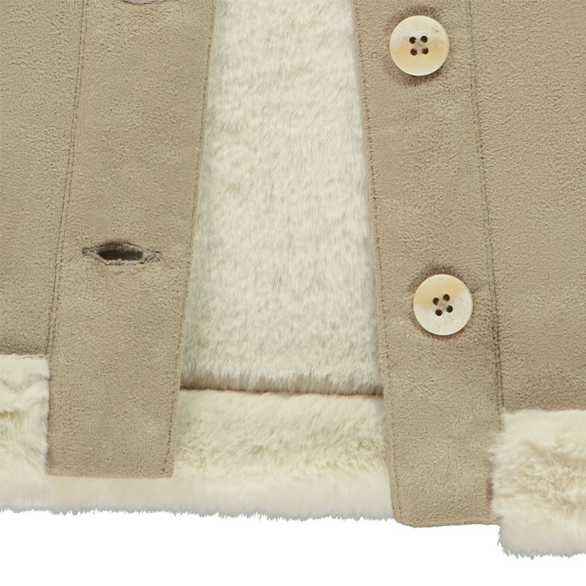 Manteau en suédine à capuche ludique ourson pour bébé fille 