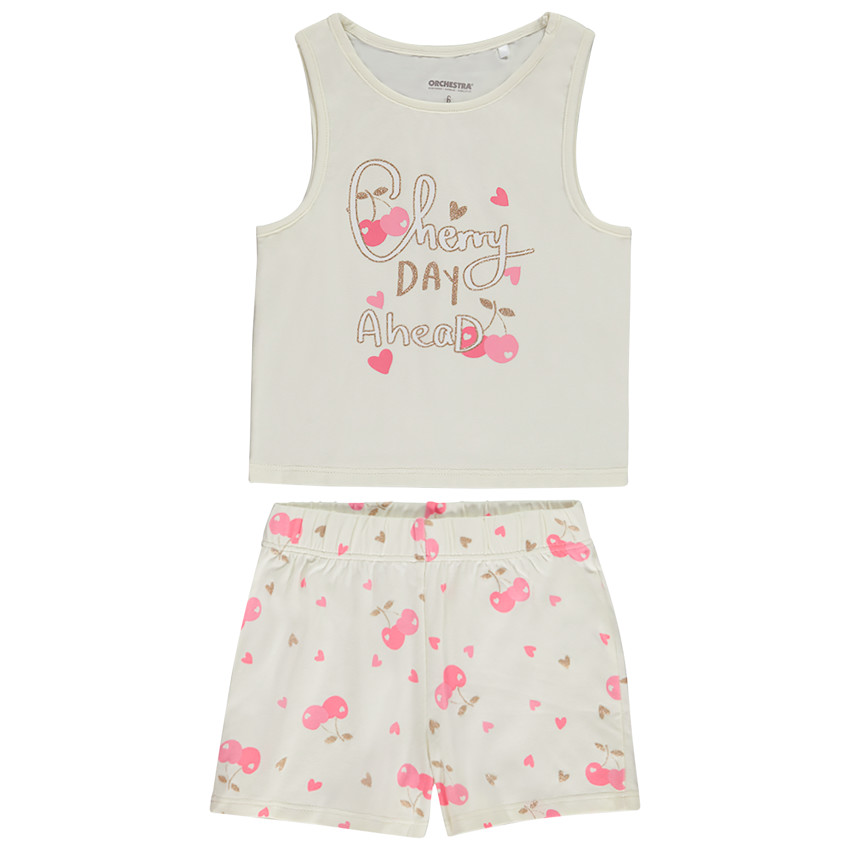 Korte pyjama set van 2 stukken met kersenmotief voor meisjes 