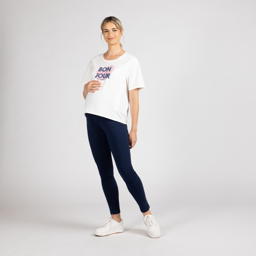 T-shirt met korte mouwen voor zwangerschap en borstvoeding met print 