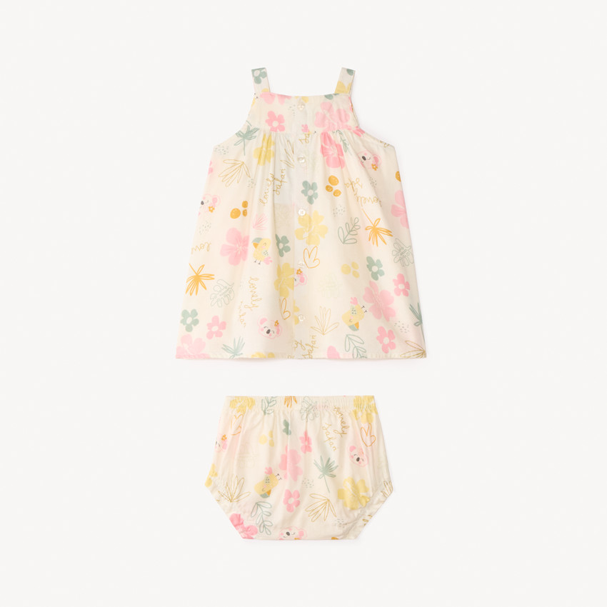 Ensemble 2 pièces robe + bloomer imprimé koala fantaisie pour bébé fille 