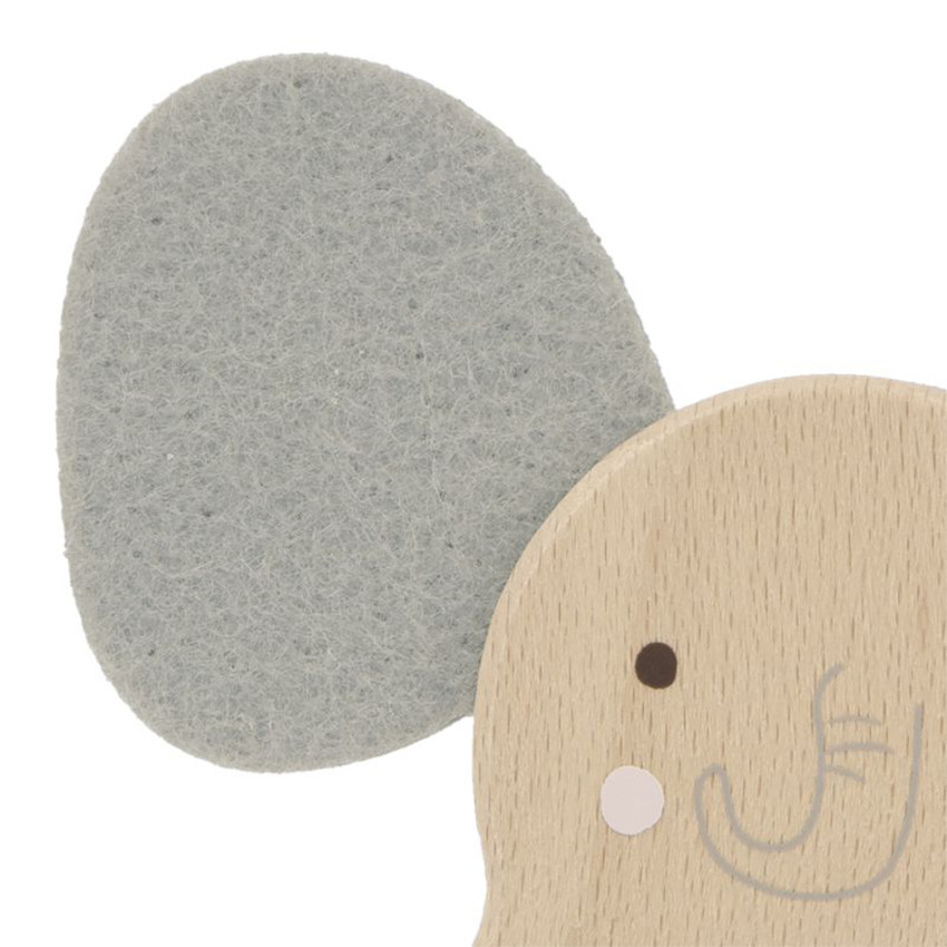 Hochet Eléphant a Sons en bois Beige/Gris 