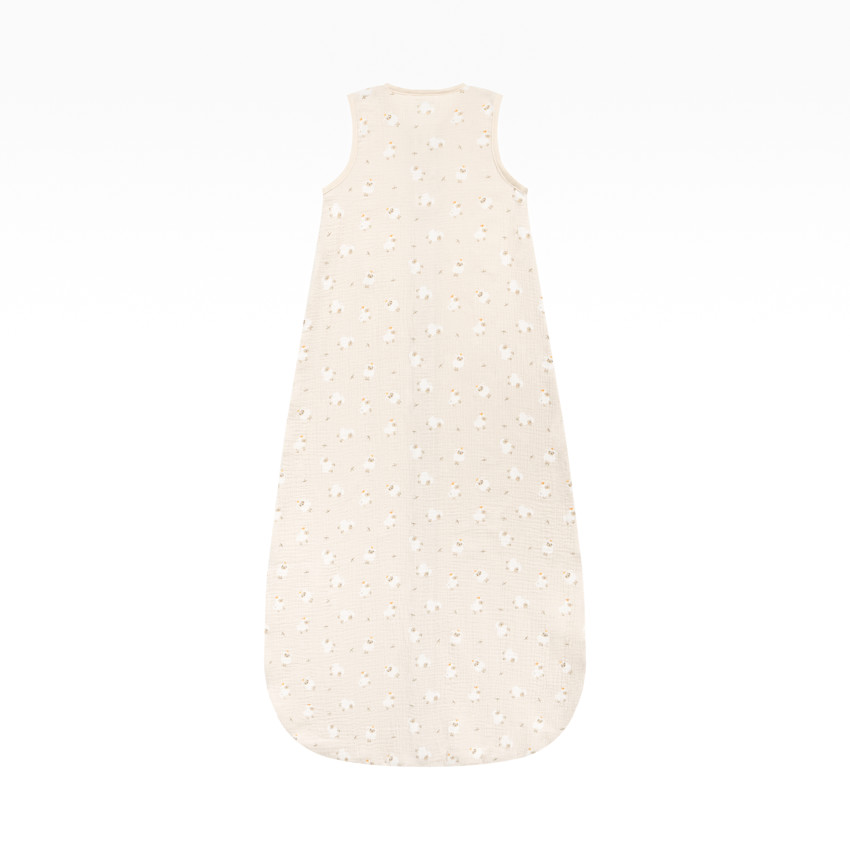Gigoteuse TOG 0.5 en gaze imprimée moutons 18-36M La Vie à la Ferme beige 