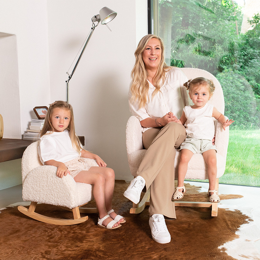 Fauteuil à bascule pour adulte Teddy - Ecru 