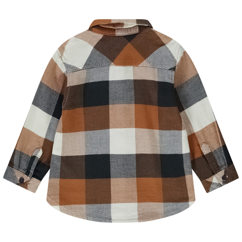 Baby jongens hemd met lange mouwen en ruitjes 