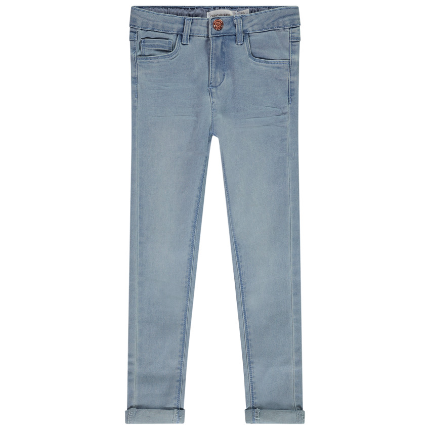 Jean skinny effet délavé avec jacron en simili cuir pour fille 