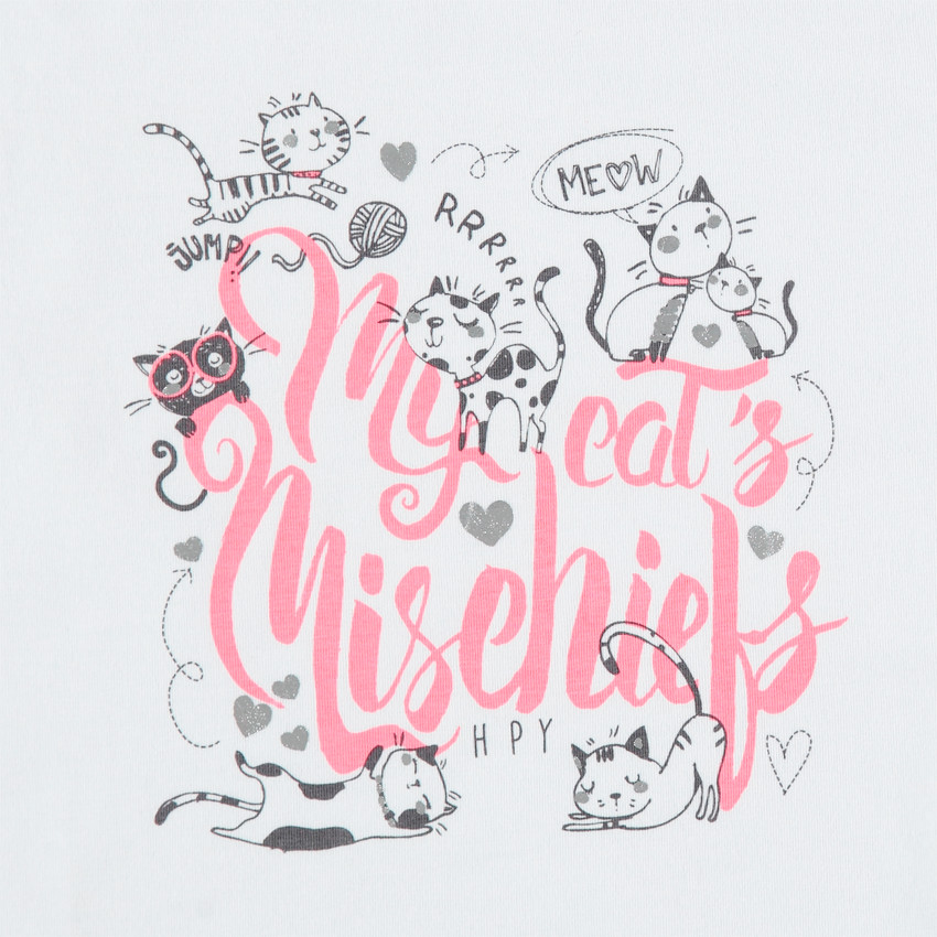 Pyjama avec t-shirt à message et short uni 