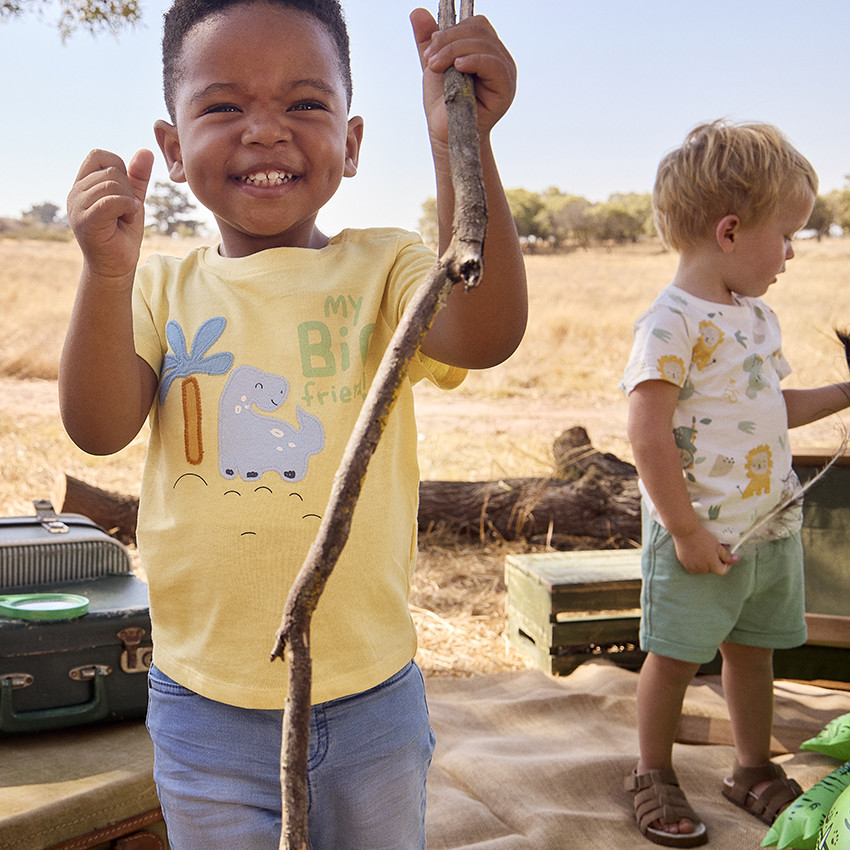T-shirt met korte mouwen fantasie dinosaurus voor baby jongen 