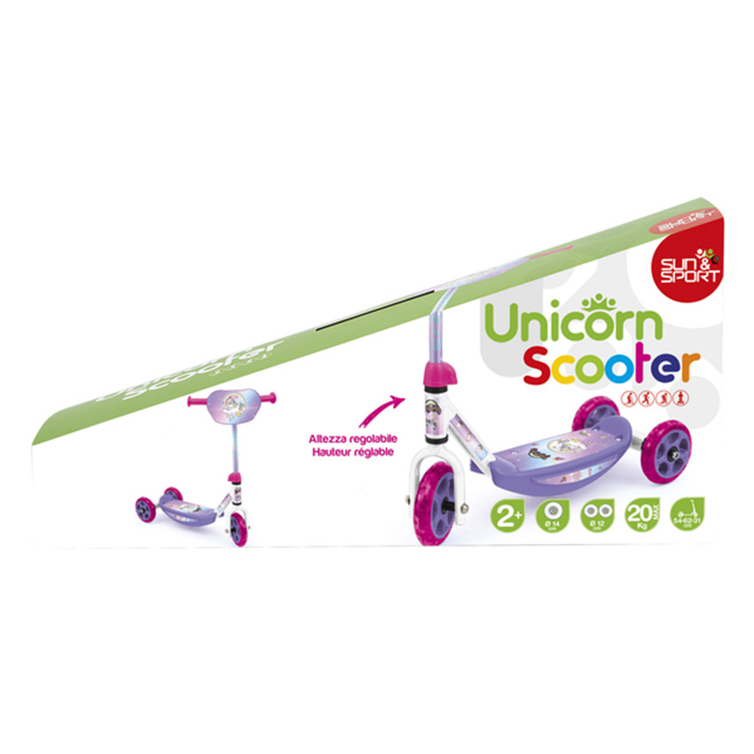 Trottinette 3 Roues Rose Licorne  