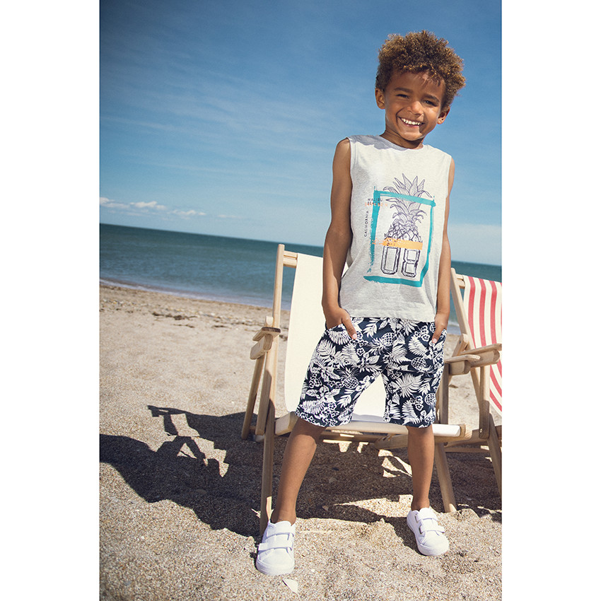 Bermuda en toile à imprimé végétal pour enfant garçon 