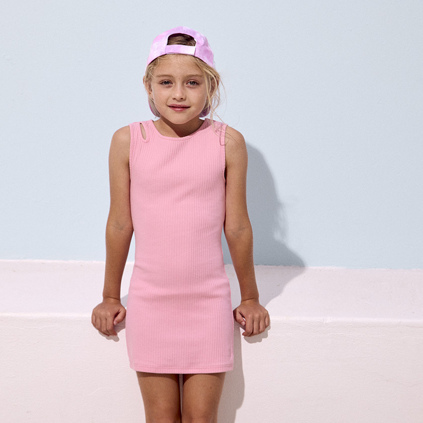 Jurk zonder mouwen in effen jersey voor meisjes 