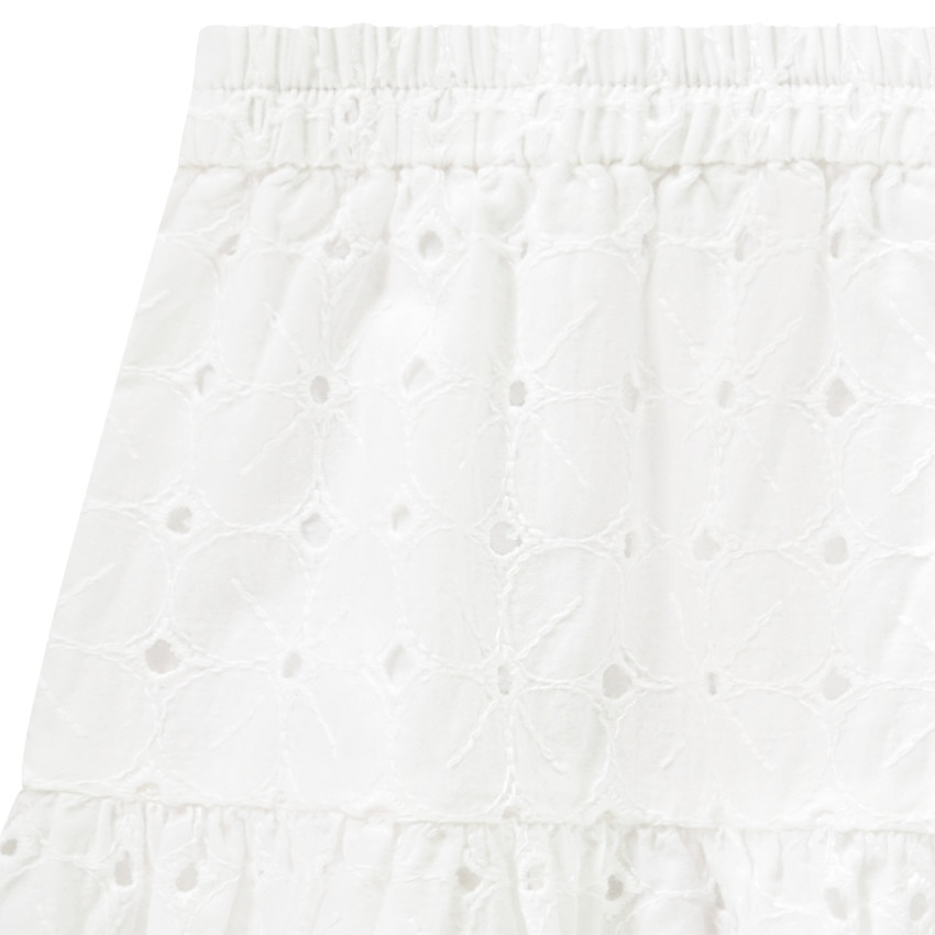 Jupe courte patineuse en broderie anglaise pour fille 